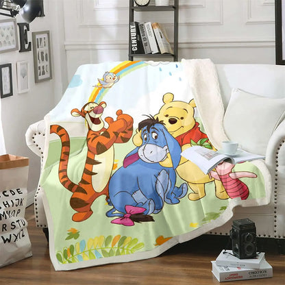 Winnie The Pooh Anime Blanket Furry 100% Polyester Printed Winter Bed Fleece Blankets Baby Plush And Throws