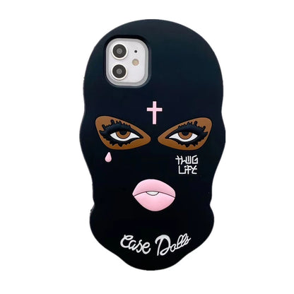 3D Mask Dolls soft case for iphone 16 15 14 Pro 13 12 11 Pro MAX 7 8 plus X XS XR SE Girl Tear Jesus cross Goon Thug Life cover