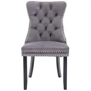 Velvet Dining Chairs Set of 6, Ring Pull Trim and Button Back, Luxury Tufted Dining Chairs for Living Room, Dining Chair