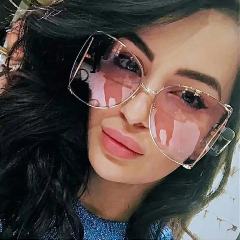 2024 Half Frame Brand Designer Glasses Women Square Pearl Famous Sunglasses Female Fashion Oversized Clear Pink Eyewear Ladies