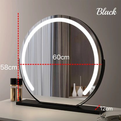 Vanity Mirror with Lights LED Round Makeup Mirror for Bedroom with 15X Magnification Smart Touch Dimmable 3 Modes 360° Rotation