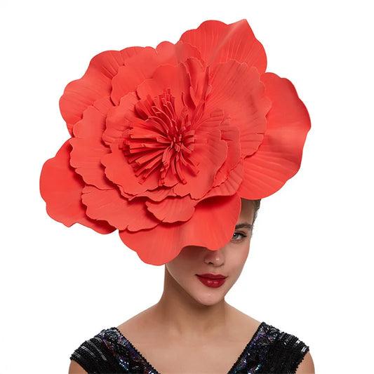 Women Large Flower Hair Band Bow Fascinator Hat Headdress Bridal Makeup Prom Photo Shoot Photography Hair Accessories