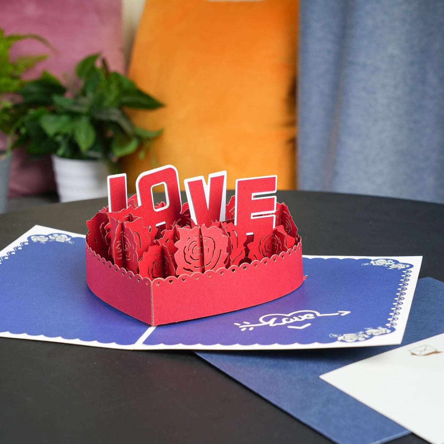 Valentine's Day Gift 3D Pop Up Card Anniversary Wedding Birthday for Wife Husband Greeting Cards with Envelope and Note Card