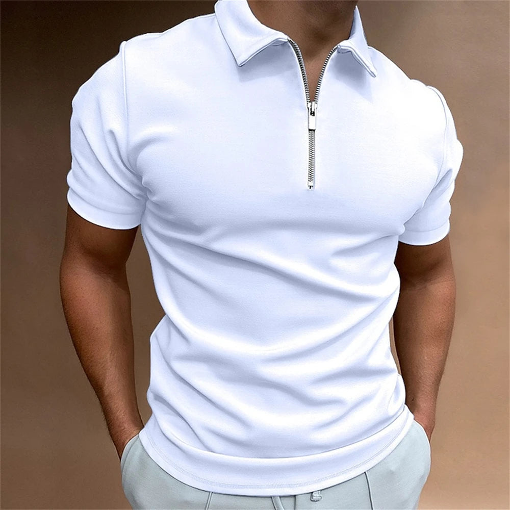 Simple Polo Shirt For Men Solid Golf Clothing Daily Casual High Quality Zip Polo Shirts Summer Breathable Quick Dry Men Clothing - MAGUSTA BEAUTY