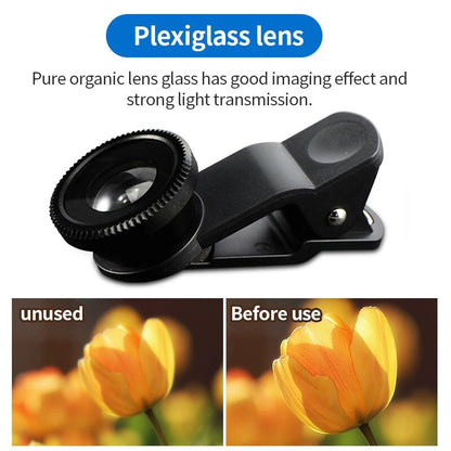 3in1 Fisheye Wide Angle Micro Camera Lens for iPhone Xiaomi Redmi 3IN1 Zoom Fish Eye Len on Smartphone Lenses with Phone Clip