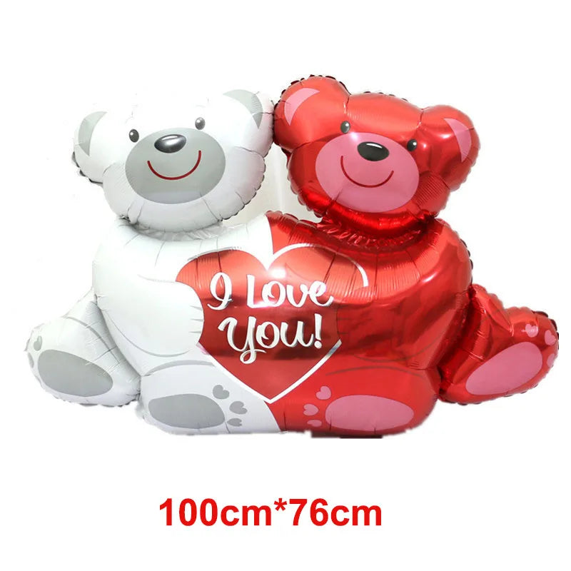 Valentine's Day Birthday Party Balloon Huge Love Heart Bear Shape Balloon Teddy Balloon for Wedding Baby Shower Valentine's Day