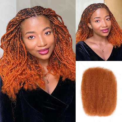 QVR Afro Kinky Bulk Hair No Attachment QVR Afro Curly Bulk Human Hair Rebecca Virgin Remy Dreadlock Natural Color Braids Hair