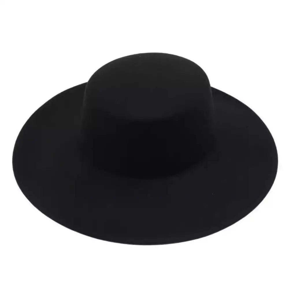 1PC Women Elegant Flatcap Wide Brim Felt Hat Flat-top Panama Retro Church Derby Cap French Hepburn Style Dame Hat