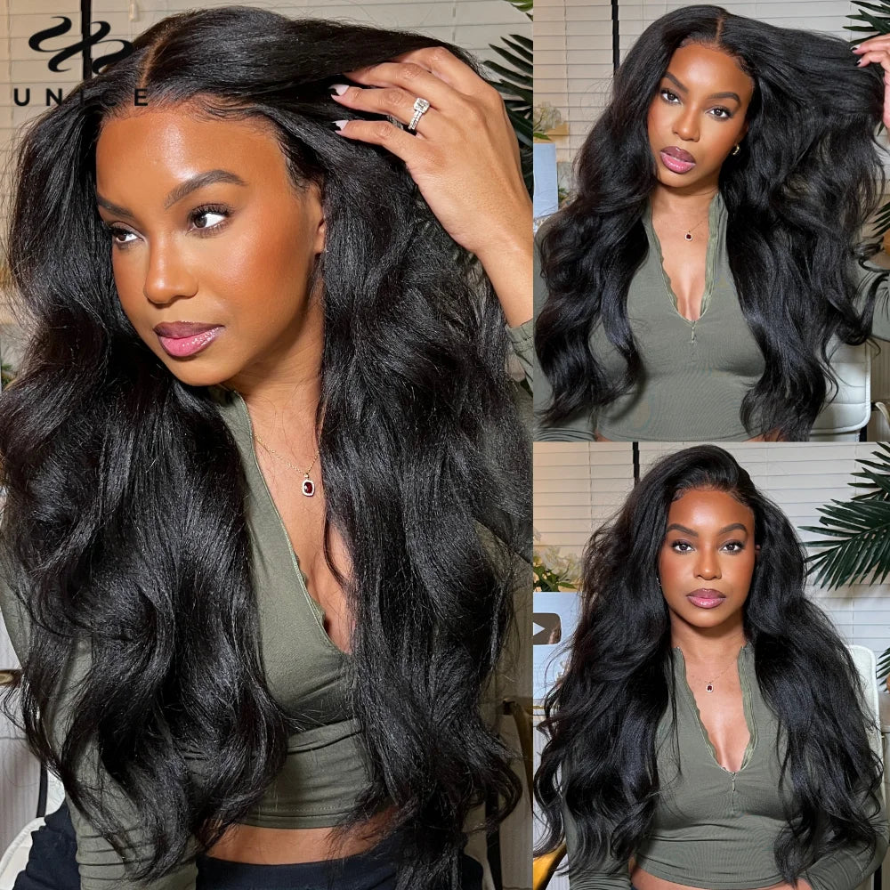 UNice Hair Pre Everything 13x4 Lace Frontal Wig Human Hair Yaki Straight Wear Go Glueless Wig Pre Bleached 7x5 Lace Closure Wig