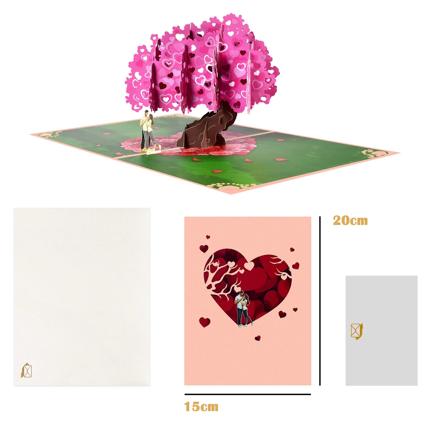 Valentine's Day Gift 3D Pop Up Card Anniversary Wedding Birthday for Wife Husband Greeting Cards with Envelope and Note Card