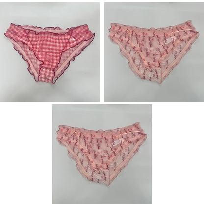 Three pack Cute  Girl Strawberry Panties Sexy Mesh Breathable Underwear honey Kawaii  lace  Intimate Lingerie Femme Panties