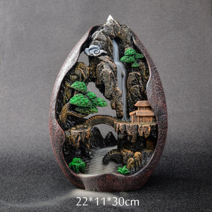 1pc, Smoke Waterfall Backflow Incense Burner Creative Home Decor Incense Holder Portable Resin Censer Mountain River Handicraft