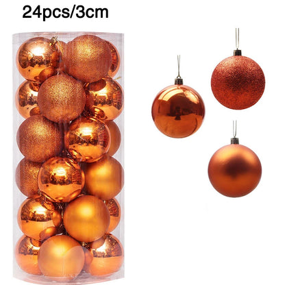 1Box 24/36pcs Christmas Ball Christmas Tree Ornament Hanging Pendent Xmas Decoration 2023 Christmas Ornaments Navidad Gifts 2024