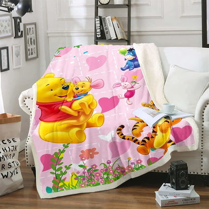 Winnie The Pooh Anime Blanket Furry 100% Polyester Printed Winter Bed Fleece Blankets Baby Plush And Throws