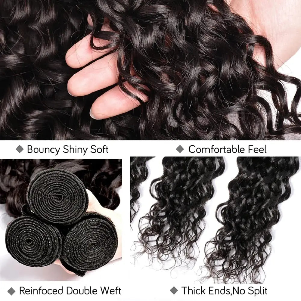 100% Unprocessed Malaysian Remy Human Hair Weave Extensions Wet and Wavy Hair Bundles cheveux humain 12A Water Wave Bundle Deals