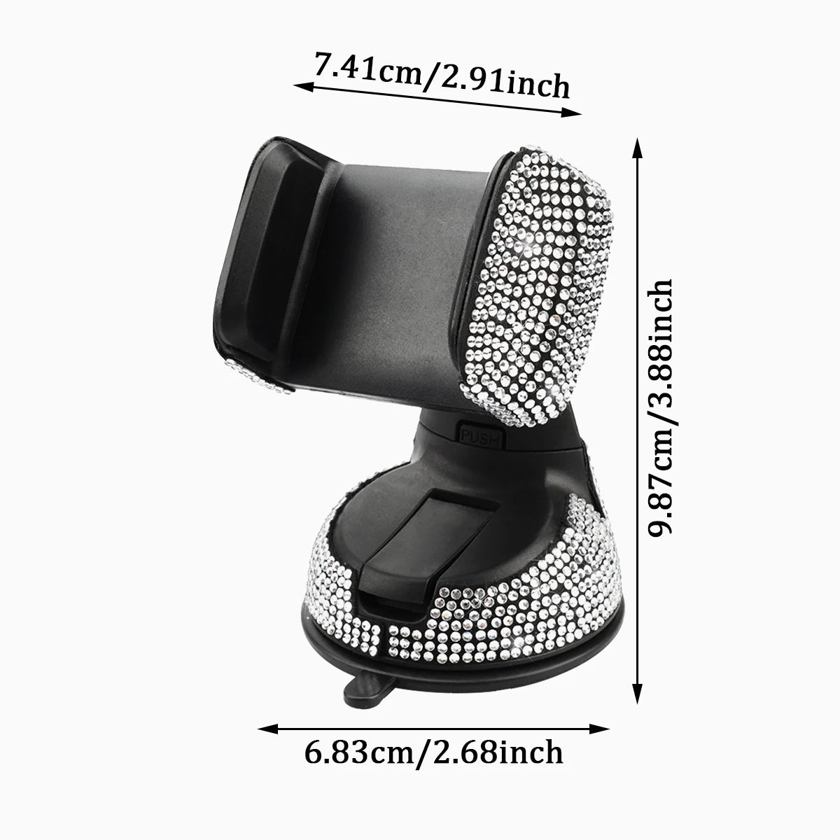 1pc Rhinestone Decor Car Phone Holder Durable Stylish Construction for Safe Driving 360° Rotation & Dashboard Suction Cup Mount!