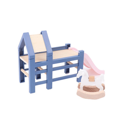 1/12 Dollhouse Mini Baby Slide/Trojan Horse/Table/ Dining Chair/Bed Model Furniture Accessories For Doll House Decor Kids Toys