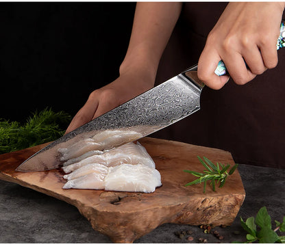 XITUO 67 Layer Damascus Steel Kitchen Knives Set Abalone Handle Sharp Santoku Bread Boning Knife Practical Kitchen Cutting Tools