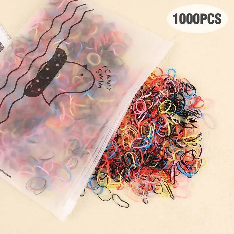 1000Pcs Colorful Disposable Hair Bands Girls Elastic Rubber Band Kids Ponytail Holder Headband Children Hair Accessories