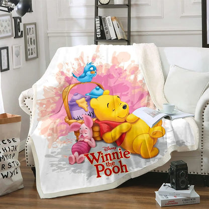 Winnie The Pooh Anime Blanket Furry 100% Polyester Printed Winter Bed Fleece Blankets Baby Plush And Throws