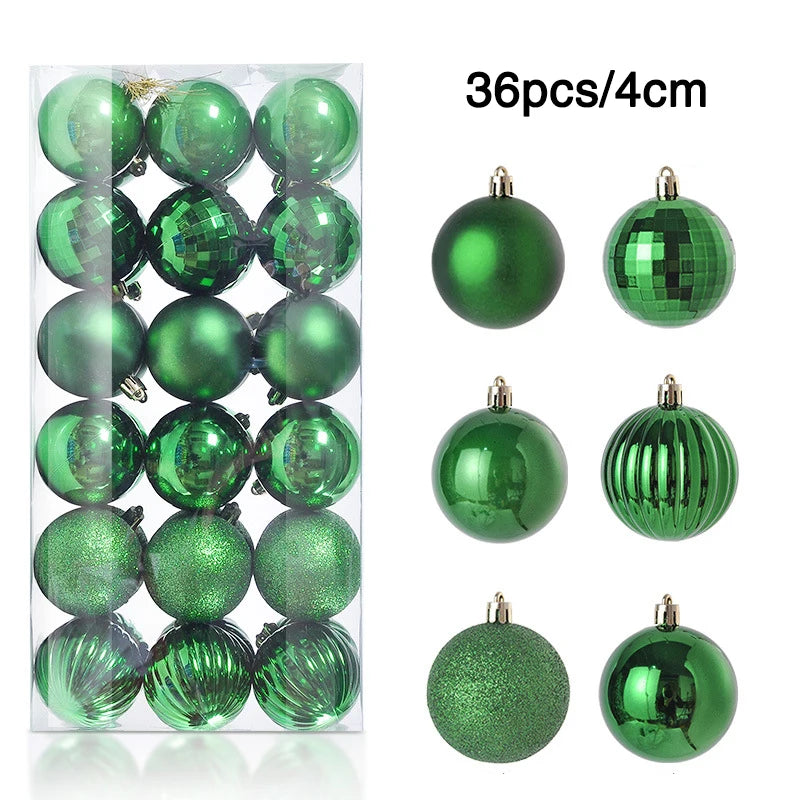 1Box 24/36pcs Christmas Ball Christmas Tree Ornament Hanging Pendent Xmas Decoration 2023 Christmas Ornaments Navidad Gifts 2024