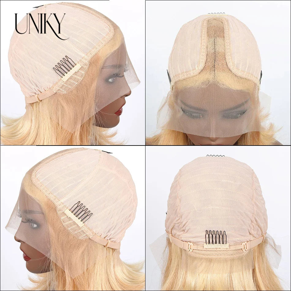 Transparent 13x4 Lace Frontal Bob Wig 613 Blonde 13x4 Human Hair Wigs Brazilian Remy Short Straight 4x4 Closure Wigs For Women