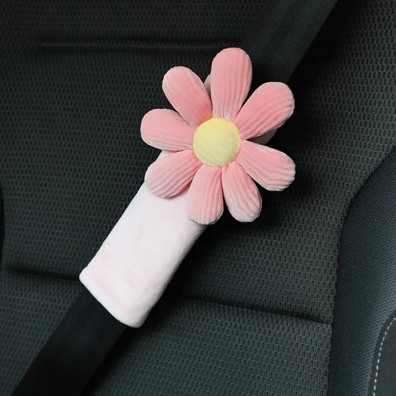 1Pcs Cute Flower Woman Car Neck Pillow Cushion Soft Car Headrest Waist Pillow Safety Seat Belt Shoulder Pad for Girls