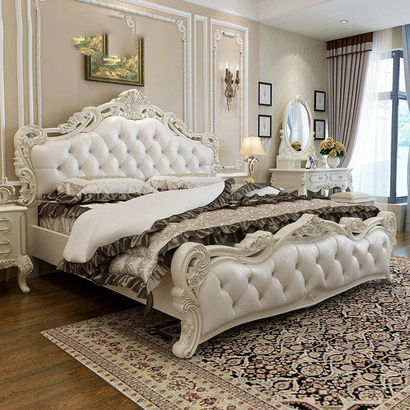 Waterproof Soft Double Bedroom Set Simple Kawaii Modern Queen Bedroom Set Storage White European Meubles De Chambre Furnitures