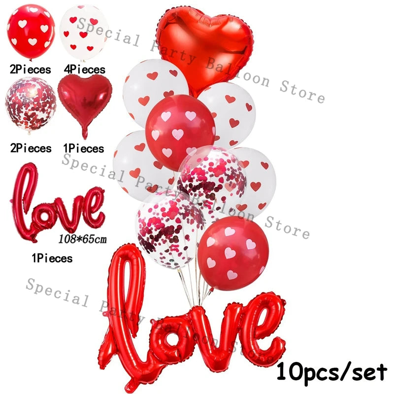 Valentine Decoration Balloon Garland Arch Kit Rose Red Heart Love Balon for Wedding Anniversary Valentine Day Gift 14 De Febrero