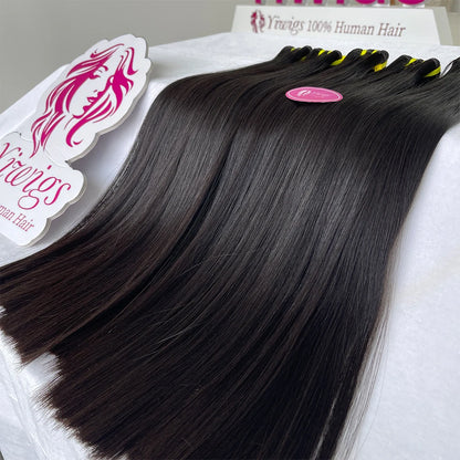 Yiwigs 15A Bone Straight Double Drawn 100% Human Hair Bundles 10-30 inches Unprocessed Raw Hair Weave Extensions For Women