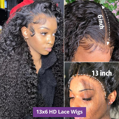 13x6 Hd Lace Frontal Wig Deep Wave 250 Density Curly Human Hair Wigs 100%  Preplucked Water Wave Front Wigs For Women Brazilian