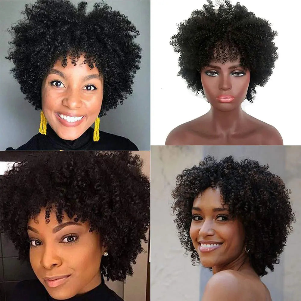 Short Curly Human Hair wigs for Black Women Newmi Afro Kinky Curly Wig Human Hair Natural Black Short Pixie Curl Afro Wig