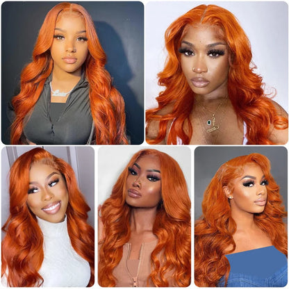 Wiggogo Orange Ginger Lace Front Wig Body Wave Hd Lace Wig 13X6 Human Hair 13X4 Lace Front Human Hair Wig Hd Lace Frontal Wigs