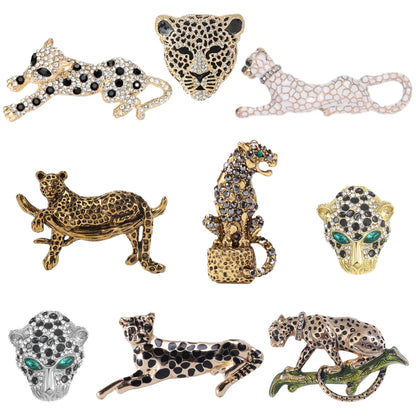 Women's Rhinestone Leopard Brooches Unisex Animal Pins 4-Color Office Party Casual Accessories Gifts