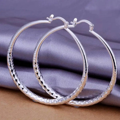 URMYLADY 925 Sterling Silver big Earring women lady 5cm circle top quality fashion wedding beautiful women Jewelry free shipping