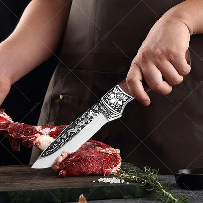 WXCOO Kitchen Forged Boning Knife Stainless Steel Chef Meat Fruit BBQ Knife Professional Butcher Cleaver Fish Knife with Cover