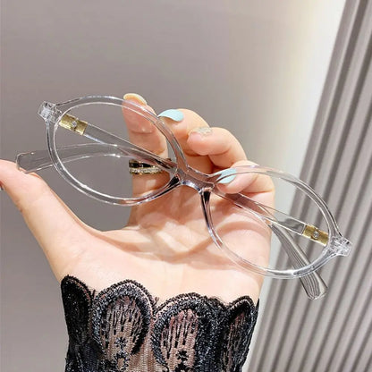 Y2K Retro Oval Frame Glasses Women Female  Sweet Cool Eyewear Trend Reading Computer Anti Blue Light Eyeglasses