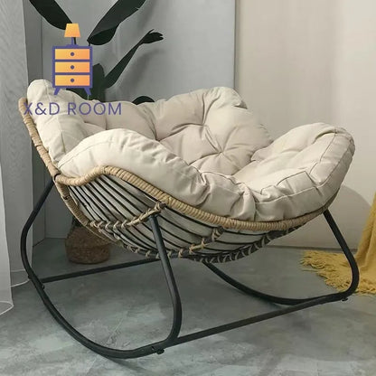 X&D Human Bird Nest Rattan Weaving Rocking Chair Leisure Sofa Home Balcony Single Lazy Sofa Rocking Chair Rattan Chair Can Sleep