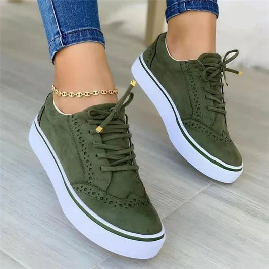 2023 New Women's Low-top Vulcanized Shoes Round Toe Casual Shoes Flat Shoes Lace-up Walking Shoes Women Versatile Comfortable