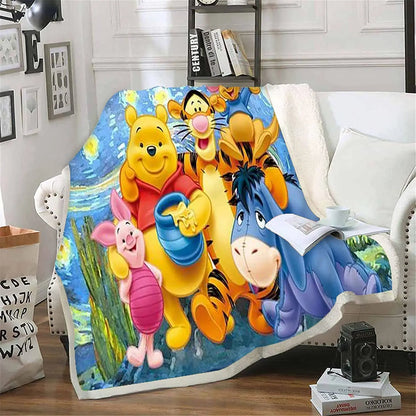 Winnie The Pooh Anime Blanket Furry 100% Polyester Printed Winter Bed Fleece Blankets Baby Plush And Throws