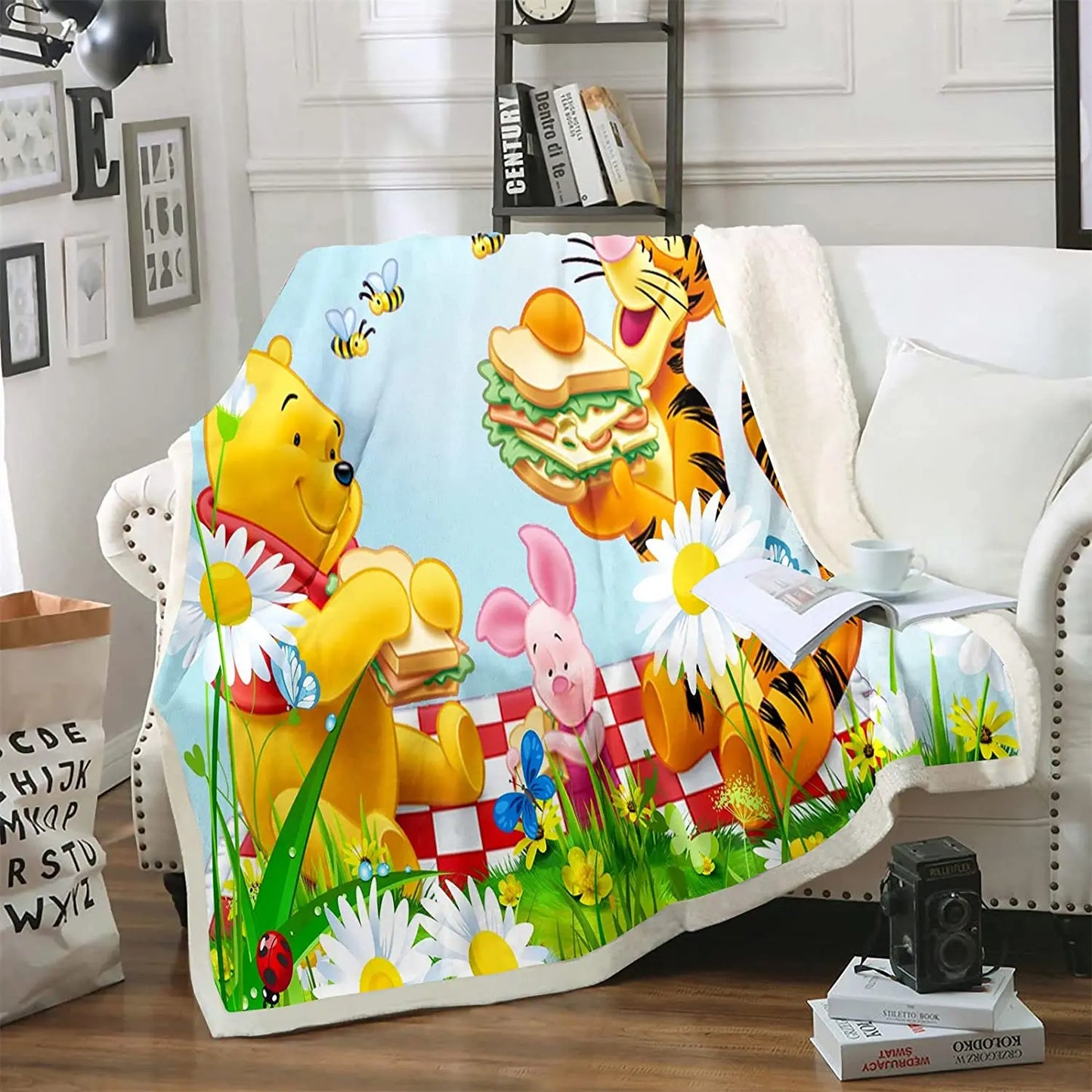 Winnie The Pooh Anime Blanket Furry 100% Polyester Printed Winter Bed Fleece Blankets Baby Plush And Throws