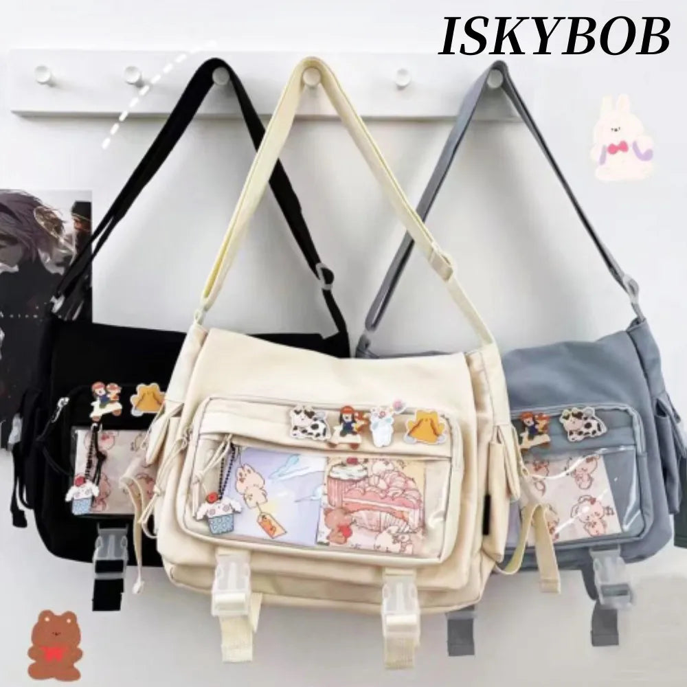 Waterproof Canvas Messenger Bag Women Men Handbags School Student Shoulder Bag Fashion Large Capacity Crossbody Bag Satchels