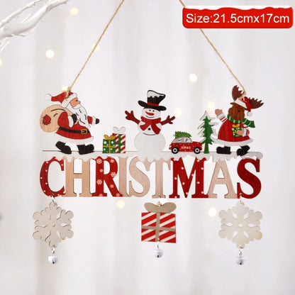 Wooden Christmas Hanging Pendants Gnome Santa Claus Merry Christmas Decoration for Home Xmas Tree Ornaments 2024 New Year Gifts