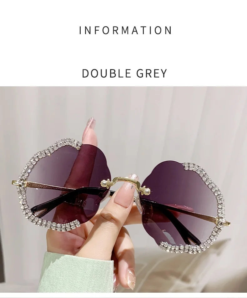 2024 New Metal Frame Flower Designer Women Trendy Fashion Cutting Lens Ladies Street Photography Woman's Shades Sunglasses