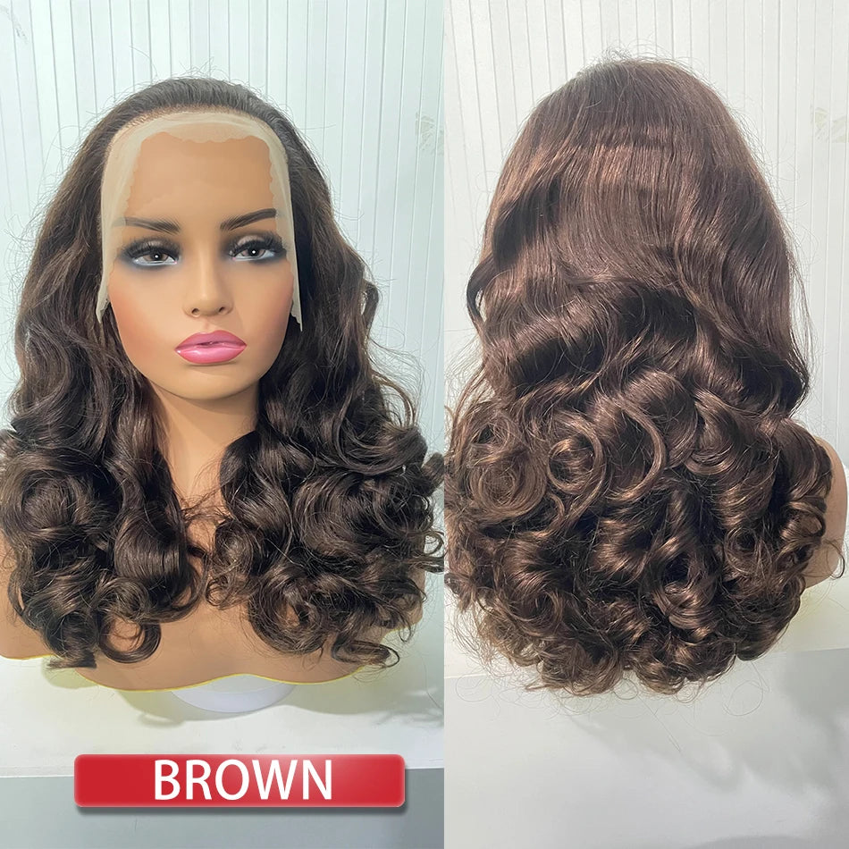 100% Human Hair 250 Density Highlight Ombre Double Drawn Bouncy Body Wave 13x4  Wigs Full Fumi Bouncy Weave Wavy Hair Lace Wigs