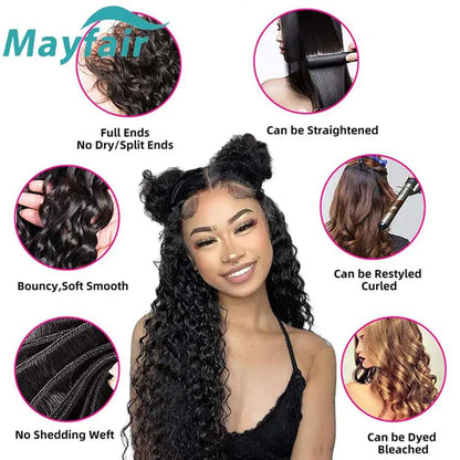 100% Unprocessed Malaysian Remy Human Hair Weave Extensions Wet and Wavy Hair Bundles cheveux humain 12A Water Wave Bundle Deals