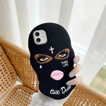 3D Mask Dolls soft case for iphone 16 15 14 Pro 13 12 11 Pro MAX 7 8 plus X XS XR SE Girl Tear Jesus cross Goon Thug Life cover