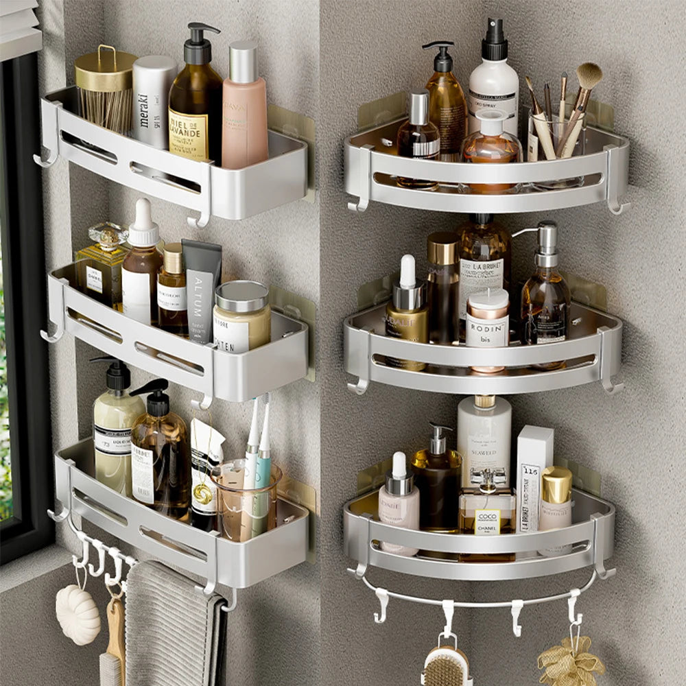 VILOYI Bathroom Shelves Wall Mounted No Drill Space Aluminum Shower Corner Caddy Storage Shelf Multilayer Kitchen Organizer Rack