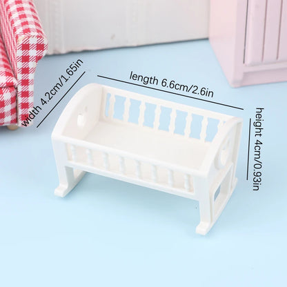 1/12 Dollhouse Mini Baby Slide/Trojan Horse/Table/ Dining Chair/Bed Model Furniture Accessories For Doll House Decor Kids Toys