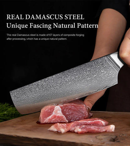 XITUO 67 Layer Damascus Steel Kitchen Knives Set Abalone Handle Sharp Santoku Bread Boning Knife Practical Kitchen Cutting Tools